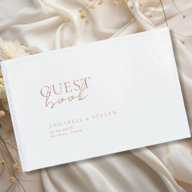 Livre D'or Moderne, minimaliste, blanc, Mariage (Modern, Minimal, White, Wedding Guest Book, personalized with your names and date.)