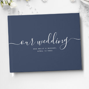 Livre D'or Moderne minimaliste élégant Mariage bleu marine ch