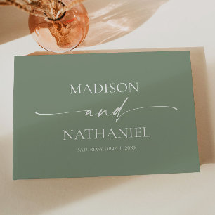 Livre D'or Moderne minimaliste Élégant Sage Mariage vert