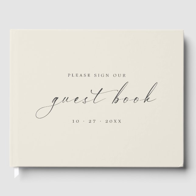 Livre d'or moderne minimaliste ivoire pour mariage (Recto)