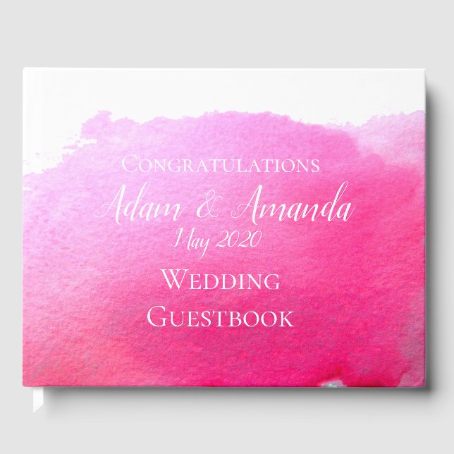 Livre D'or Moderne simple rose aquarelle art mariage (Recto)