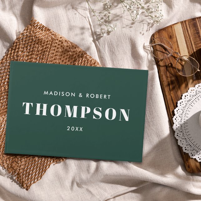 Livre D'or Monogram Bold Modern Simple Emerald Green Mariage (Créateur téléchargé)