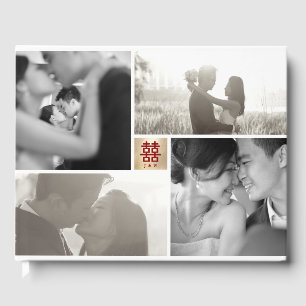 Livre D'or Monogramme 4 Photo Collage Mariage chinois moderne