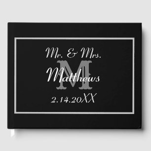 Livre D'or Monogramme Black Bride Groom Date Mariage