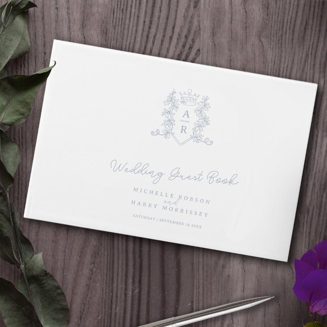 Livre D'or Monogramme couronne coeur blanc argent mariage (Créateur téléchargé)