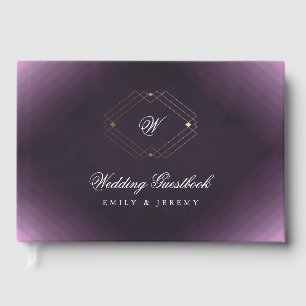 Livre D'or Monogramme de calligraphie violette classique Gold