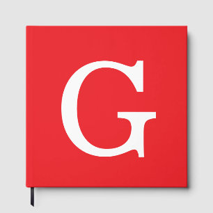 Livre D'or Monogramme de lettre initiale rouge blanc simple