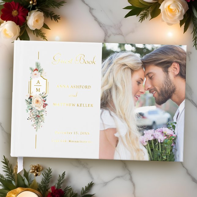 Livre D'or Monogramme floral de Noël tout simplement élégant (Créateur téléchargé)