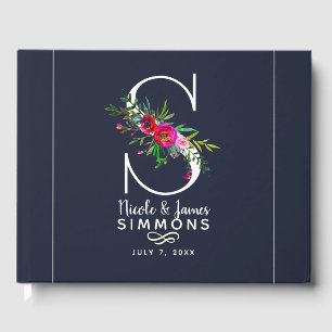 Livre D'or Monogramme initial floral de lettre S Nom Mariage