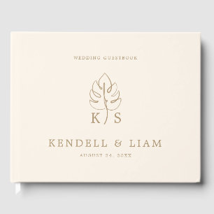 Livre D'or Monogramme Mariage Logo Monstera
