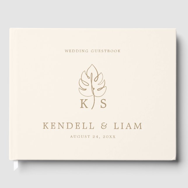 Livre D'or Monogramme Mariage Logo Monstera (Recto)