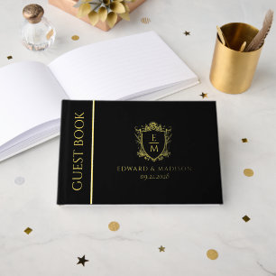 Livre D'or Monogrammes de mariage Gold Vintage sur noir
