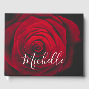 Livre D'or Monographie personnalisée rose rouge photo vintage
