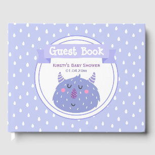 Livre D'or Monstre mou pourpre - Baby shower Lilac