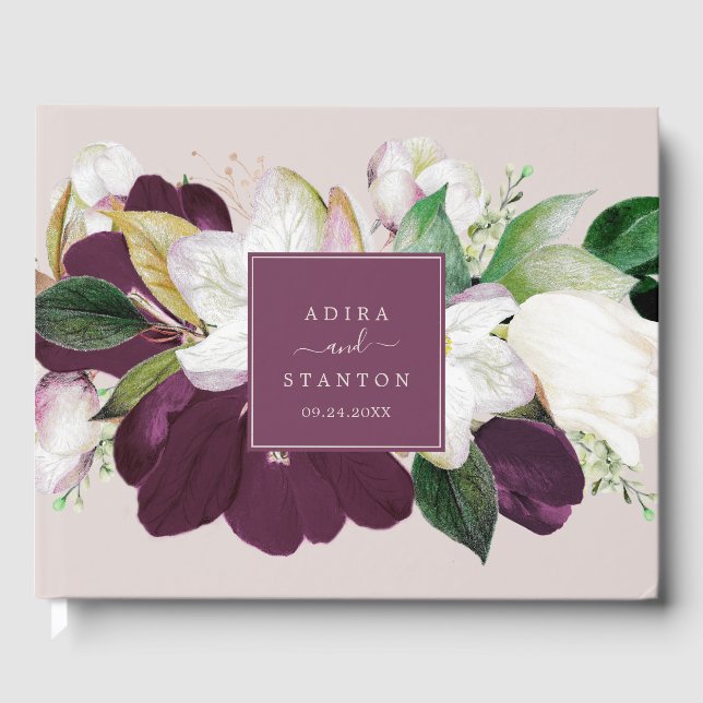 Livre D'or Moody Purple Blooms | Blush & Berry Mariage (Recto)