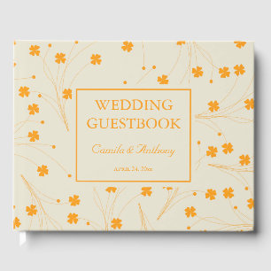 Livre D'or Motif à fleurs les années 70 beige orange rétro Y2