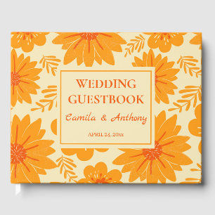 Livre D'or Motif à fleurs orange Vintage rétro du milieu du s