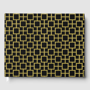 Livre D'or Motif Carré moderne or sur noir