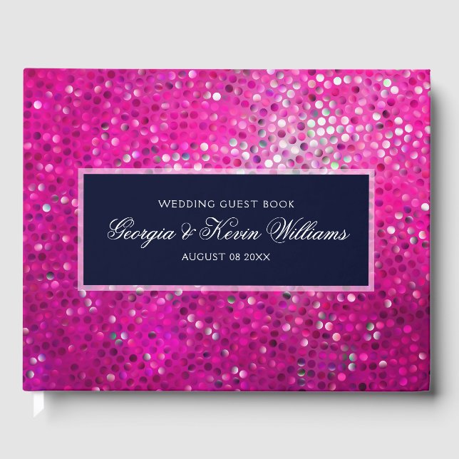 Livre D'or Motif de Parties scintillant rose chaud (Recto)