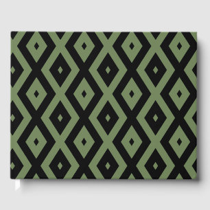 Livre D'or Motif en diamant vert olive et noir