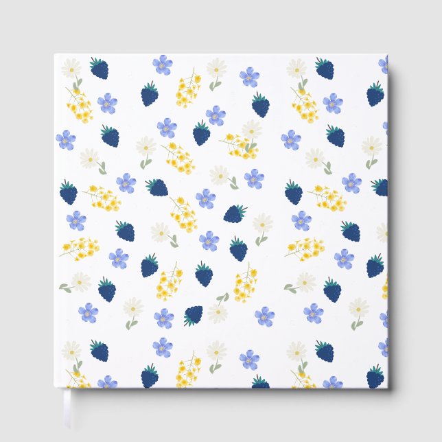 Livre D'or Motif floral de fleurs sauvages et de mûres (Recto)