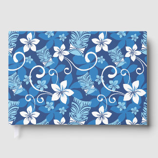 LIVRE D'OR MOTIF TIKI LUAU EN BLEU