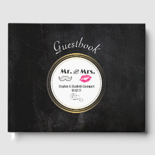 Livre D'or Moustache & Lèvres M. & Mme Black & Gold Mariage