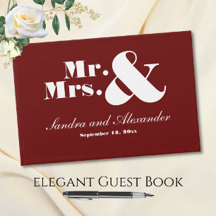 Livre D'or Mr et Mrs : Simple Burgundy Red