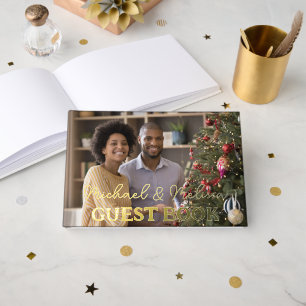Livre D'or Mr & Mrs Mariage Photo Élégant Script Gold