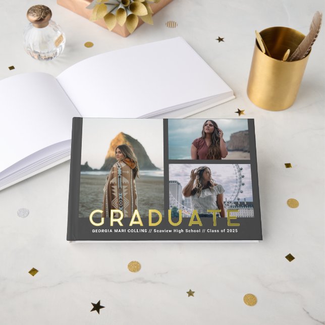 Livre d'or Multi Photo Graduate Foil (Recto ouvert)