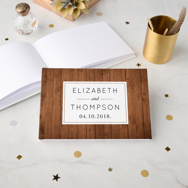 Livre D'or Mur de grange, Planches en bois, Planes, Mariage r (Recto ouvert)
