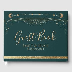 Livre D'or Mystic Green Gold Sun Moon Stars Mariage