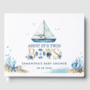 Livre D'or Nautical Blue Boat Ahoy C'est Twin Boys Baby showe
