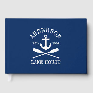 Livre D'or Nautical Lake House Famille Ancre Oars Marine Bleu
