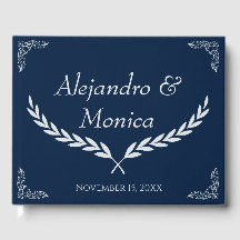 Navy Blue and White Elegant Corner Wedding Guest