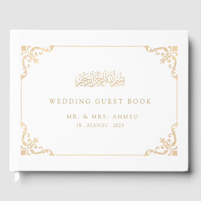 Livre D'or Nikah White Gold Mariage musulman islamique (Recto)