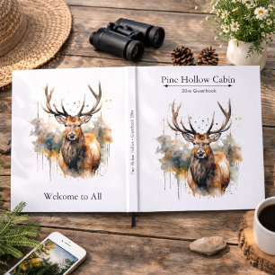Livre D'or Noble Antlers : Aquarelle de wapiti de bois, coutu