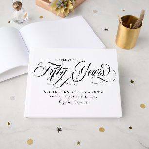 Livre D'or Noces de mariage de 50 ans écriture noire et blanc