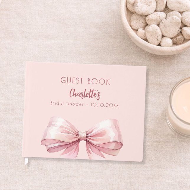 Livre D'or Nœud rose blush pour Baby Shower (Créateur téléchargé)