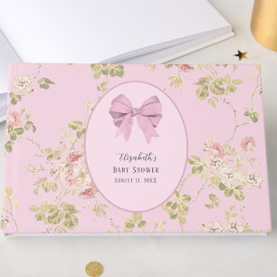 Livre D'or Nœud Rose Élégant C'est une Fille Floral Baby Show