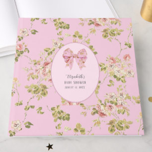 Livre D'or Nœud Rose Élégant C'est une Fille Floral Baby Show
