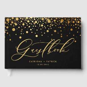 Livre D'or Noir Faux Gold Foil Confetti Mariage