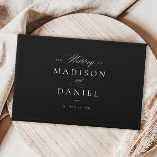 Livre D'or Noir moderne élégant Script Mariage classique