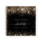 Livre d'or noir parties scintillant nom script
