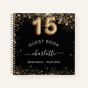 Livre d'or noir Quinceanera nom de la parties scin