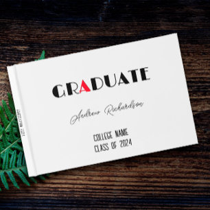 Livre D'or Nom de graduation rouge blanc minimaliste