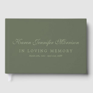 Livre D'or Nom Élégant Script Olive Green In Love Memory