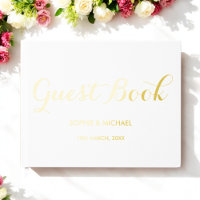 Noms de la mariée mariage White Foil Guestbook