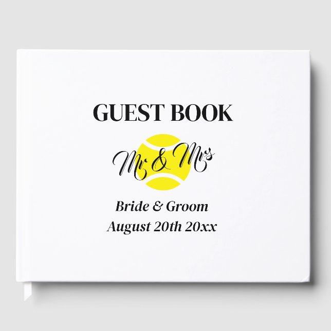Livre D'or Non traditionnel M. & Mme mariage à thème tennis (Recto)