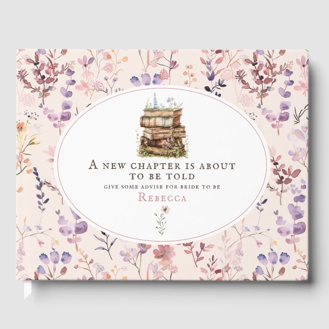 Livre D'or Nouveau chapitre douche de mariée aquarelle, fleur (Recto)